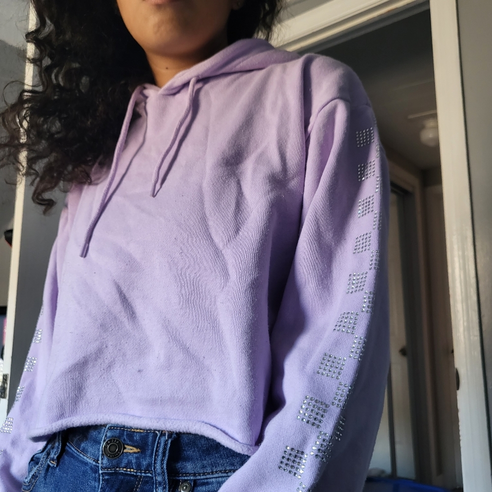 🌷🩷purple rhinestone hoodie
